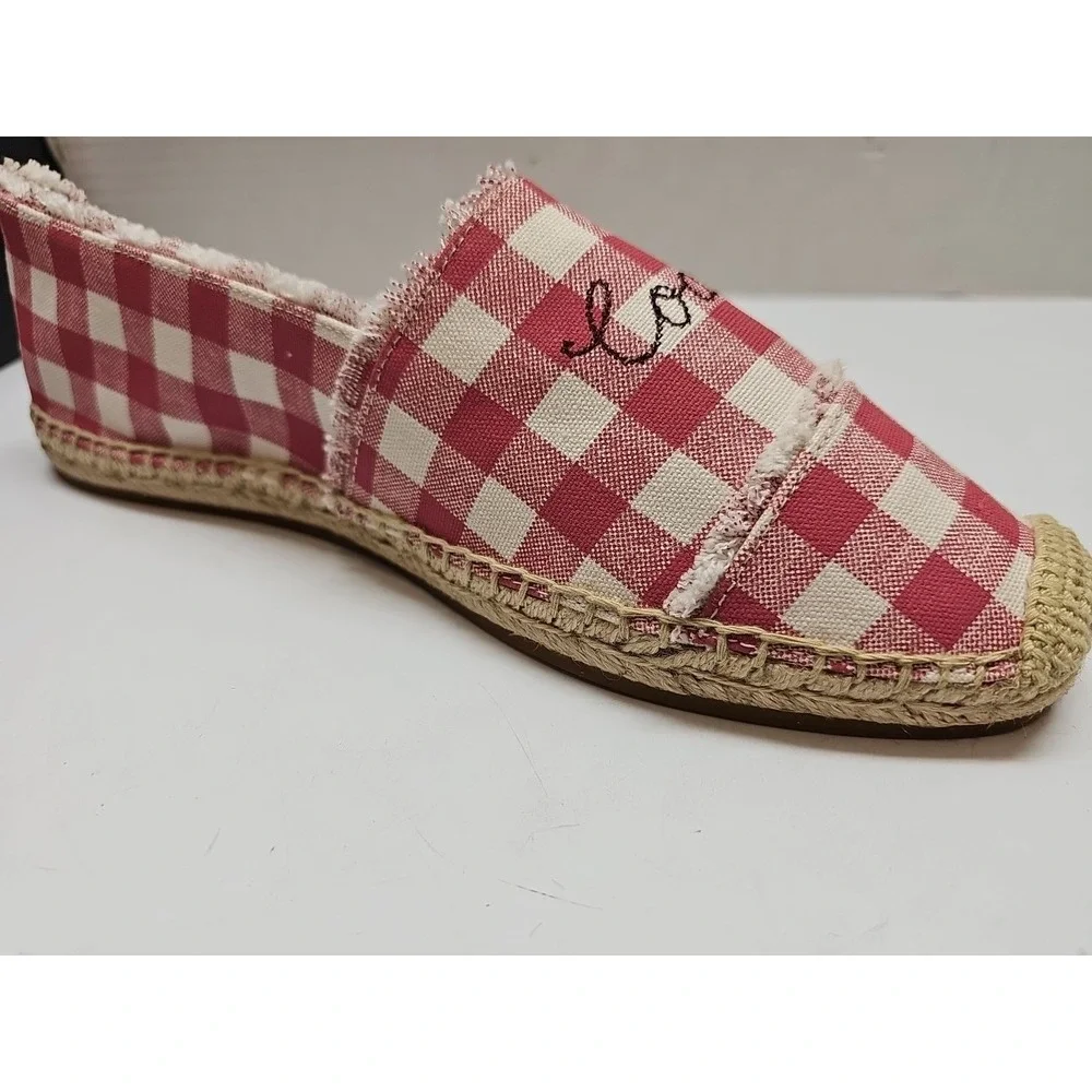 COACH‎ CELINA GINGHAM ESPADRILLE STRAWBERRY/CHALK SHOES WOMEN'S SIZE 11